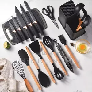 15-Piece Non-Stick Silicone Kitchen Utensil & Knife Set With Holder