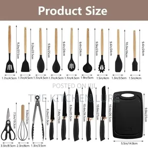15-Piece Non-Stick Silicone Kitchen Utensil & Knife Set With Holder
