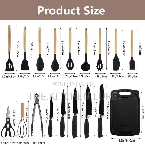 15-Piece Non-Stick Silicone Kitchen Utensil & Knife Set With Holder