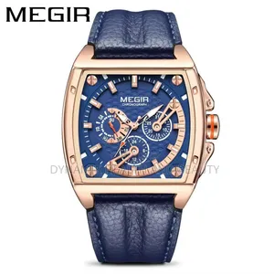 Megir Watch Leather Chronograph Uniquedial_waterproof,branded Box Bag