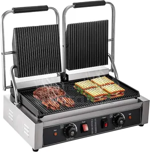 Commercial Double Panini Press Shawarma Toaster Grill - Heavy Duty
