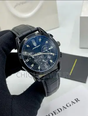 Poedagar Watch Black Leather