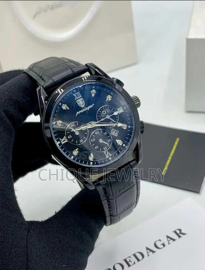 Poedagar Watch Black Leather