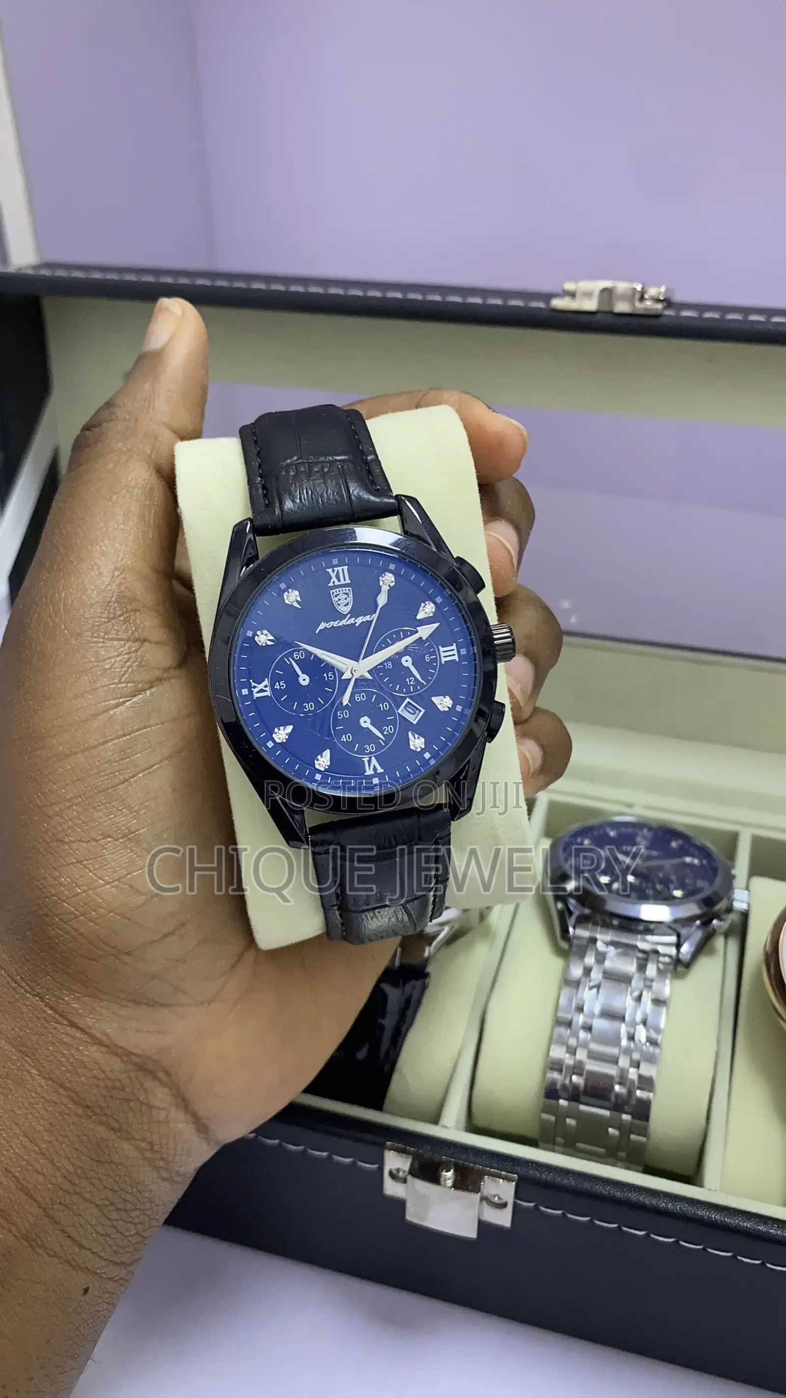 Poedagar Watch Black Leather