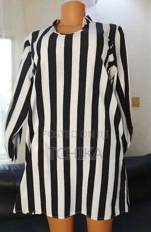 Striped Black and White Shift Dress