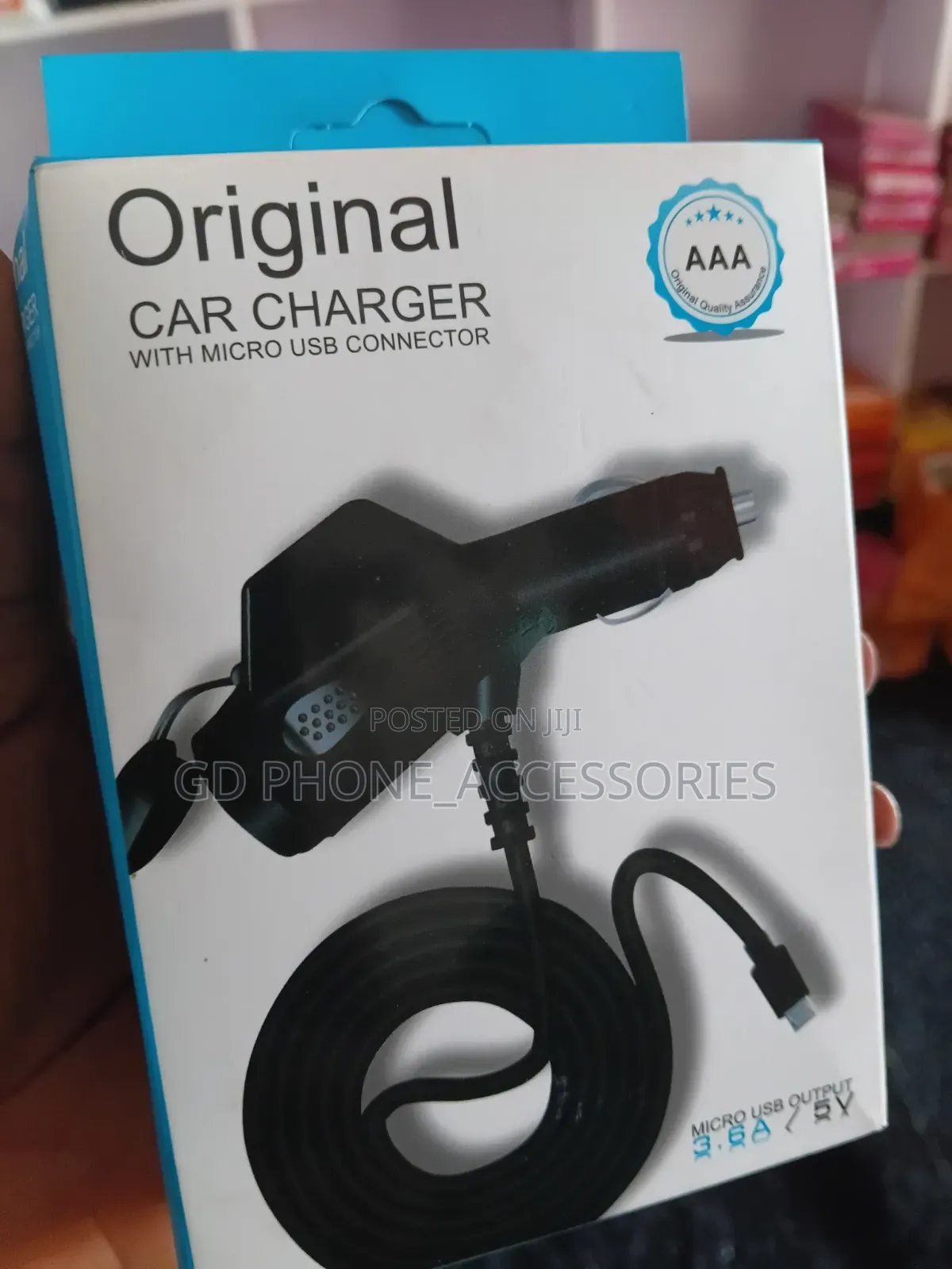 Original 3.6A Fast Car Charger With Attached Micro-USB Cable