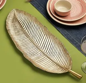 Elegant Gold Leaf Plastic Decorative Platter / Serving Tray