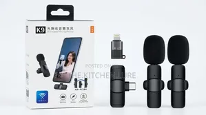 Dual Wireless Lavalier Microphone With Type-C Lightning Adapters