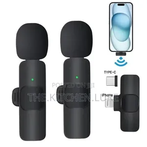 Dual Wireless Lavalier Microphone With Type-C Lightning Adapters