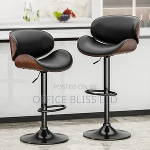 Swivel Adjustable Height Modern Ergonomic Walnut Backrest Bar Stool