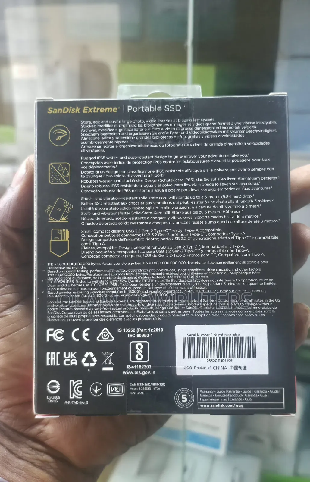 SanDisk Extreme Portable 1TB SSD 1050mbps
