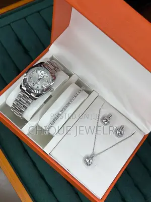 Silver Wristwatch , Bracelet and Necklace Set