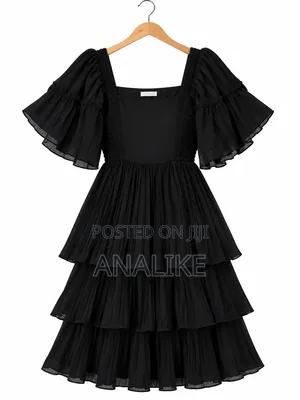 Black Ruffled Mini Gown 10/12-- UK Thrift Party Gown