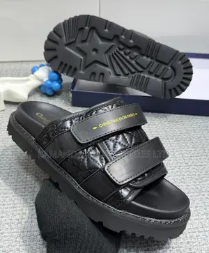 Dior Quilted Double-Strap Sandals in Black