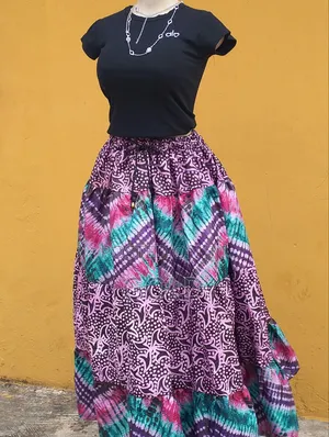 Beautiful Adire Tiered/Layered Maxi Skirt – Stylish African Print