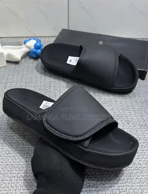 SEASON 7 Adjustable Velcro Slide Sandals in Black