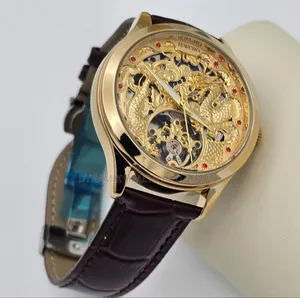 JEWCHO Automatic Leather Wristwatch With Gift Box Men'sExecutive Watch