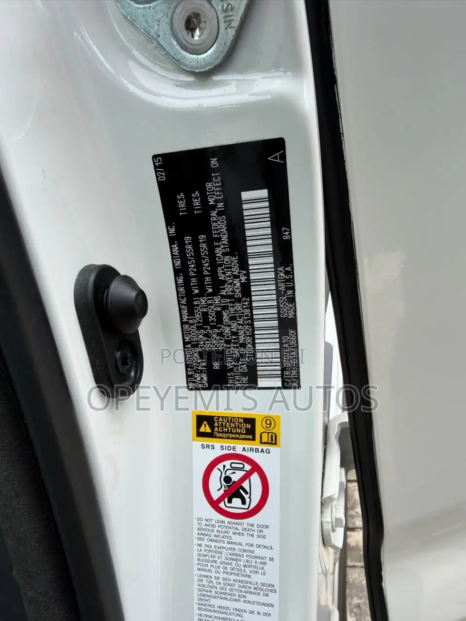 Toyota Highlander 2015 White