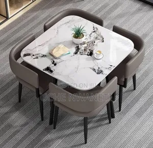 Modern 4-Seater Space Saving Marble Top Dining Table Set