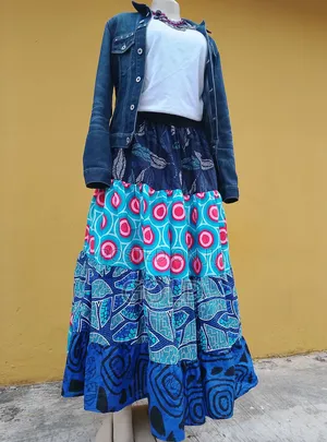 Women’s Ankara Multi-Layered Maxi Skirt – Colourful African Print