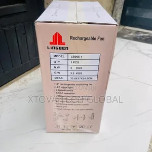 Lingben 12” Rechargeable AC/DC Table Fan With Night Light