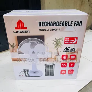 Lingben 12” Rechargeable AC/DC Table Fan With Night Light