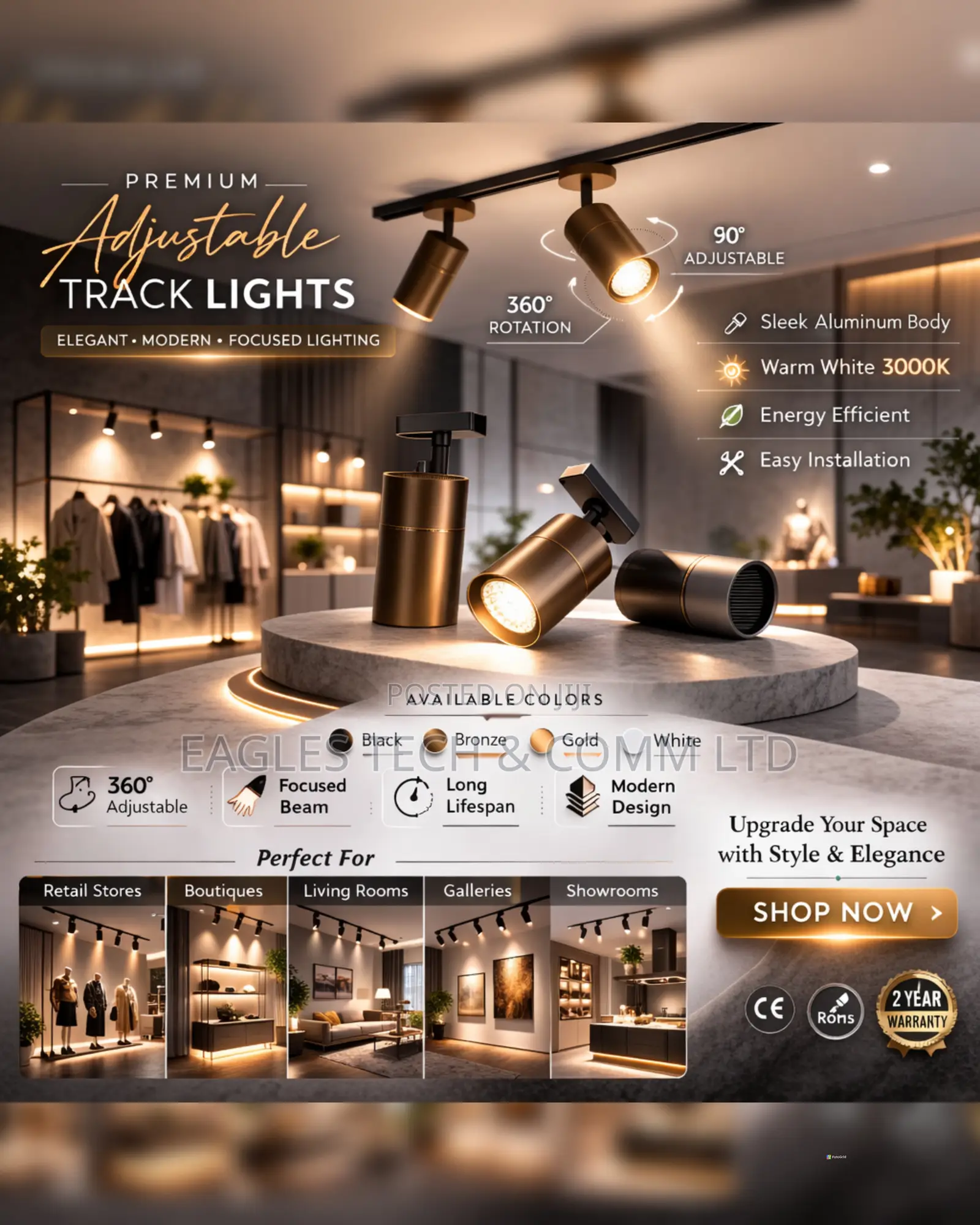 4 in 1 Track Light With Rail (40w)
