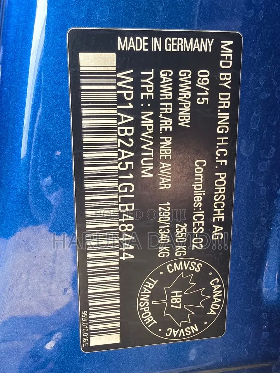 Porsche Macan 2016 Blue