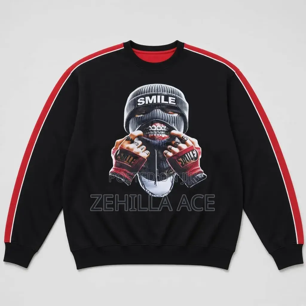 Skull Mask "Smile" Print Sweatshirt