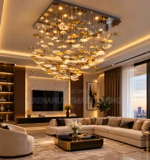 Customizable Hotel Lobby Glass Lotus Art Chandelier Adjustable Height