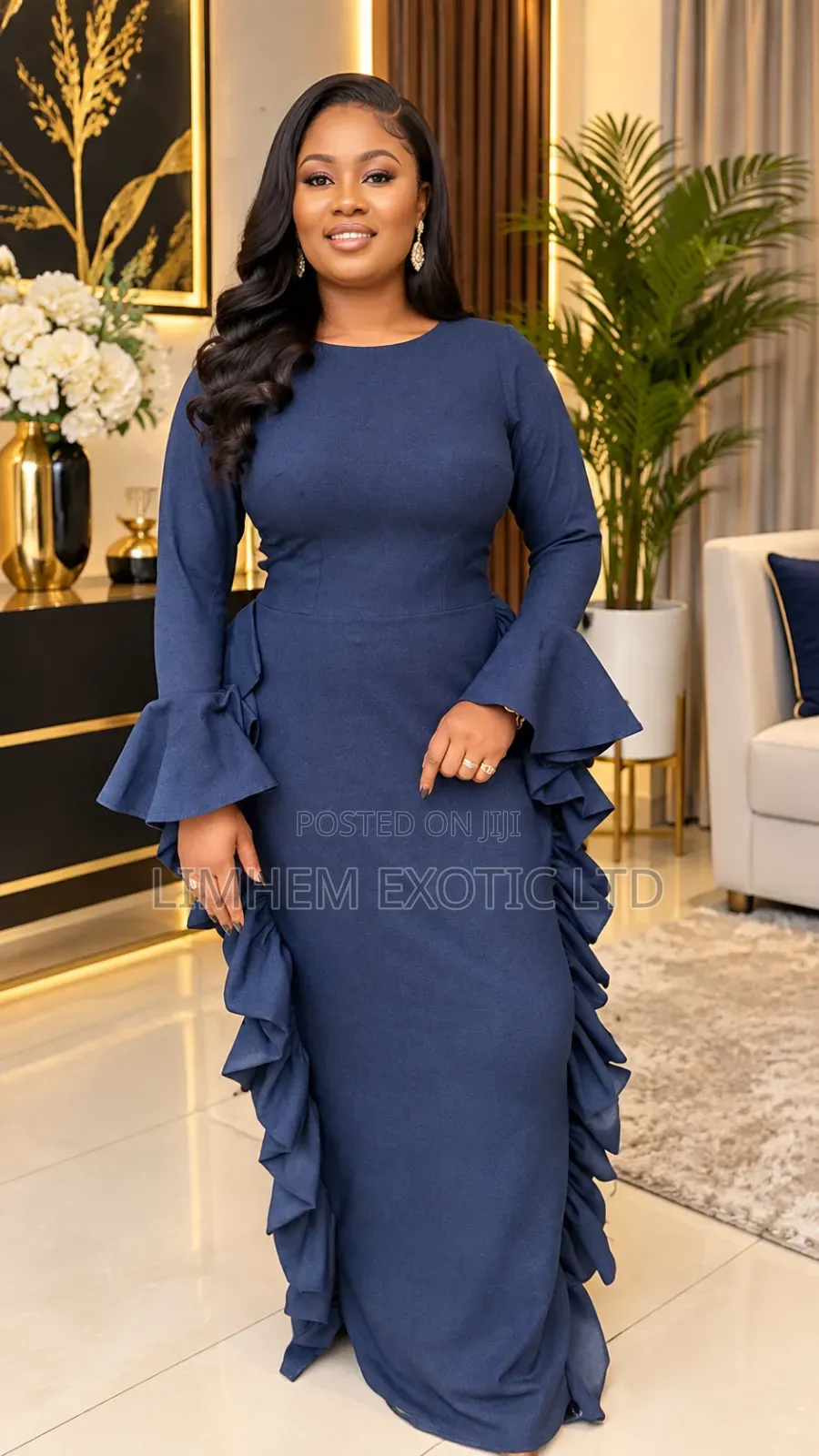 Blue Long Sleev Dress.