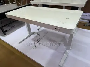 Contemporary Adjustable Table With Glass Top, Wireless Charger 1.2mtr