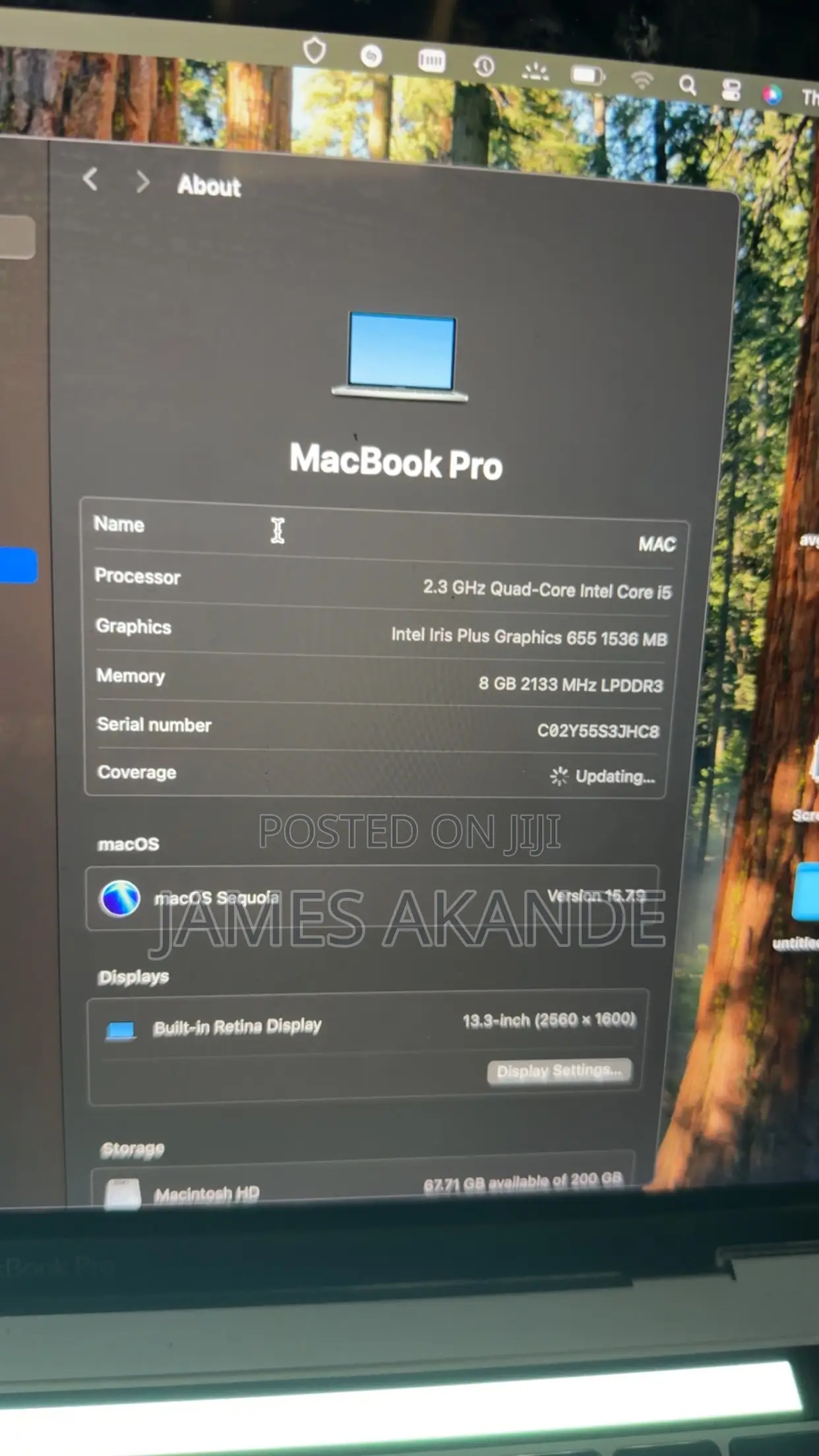 Laptop Apple MacBook Pro 2019 8GB Intel Core i5 SSD 512GB
