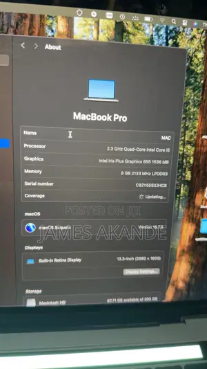 Laptop Apple MacBook Pro 2019 8GB Intel Core i5 SSD 512GB