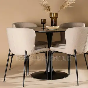 Mini Dining Set Features an Elegant Round Marble-Patterned Table