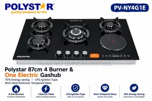 Quality Polystar 87cm 4 Gas Burner+1 Electric Cooker/Hob-LPG Ignition