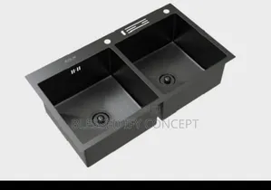 High Quality Double Bowl Black Kitchen Sink, With Accessories