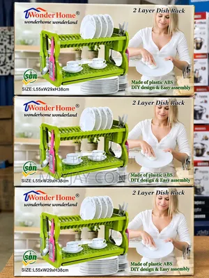WONDERHOME 2-Layer Dish Rack With Cutlery Holder Storage
