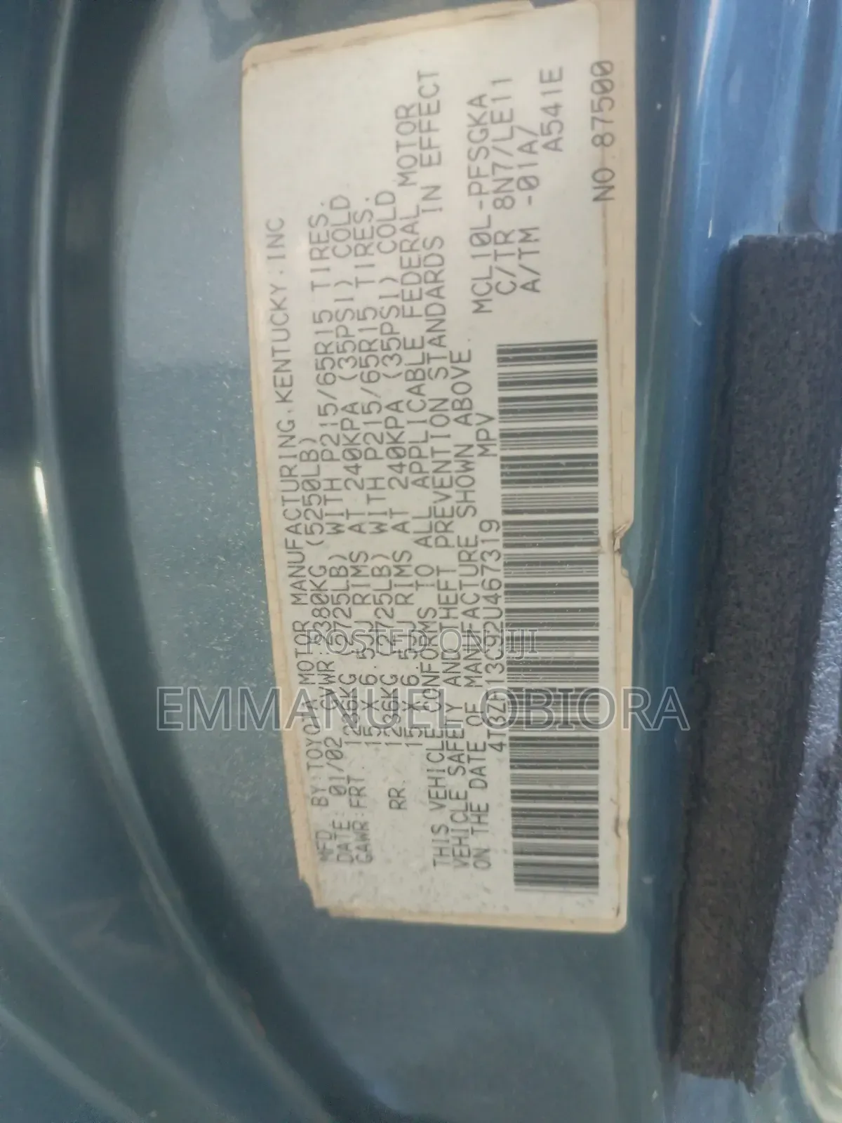 Toyota Sienna LE & 1 hatch 2000 Blue