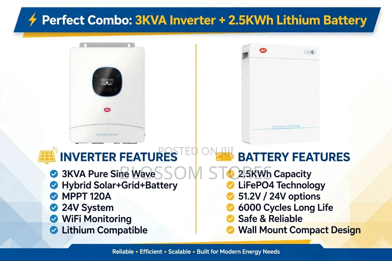 Itel 3kva Inverter With 2.5kwh Lithium Battery 24v