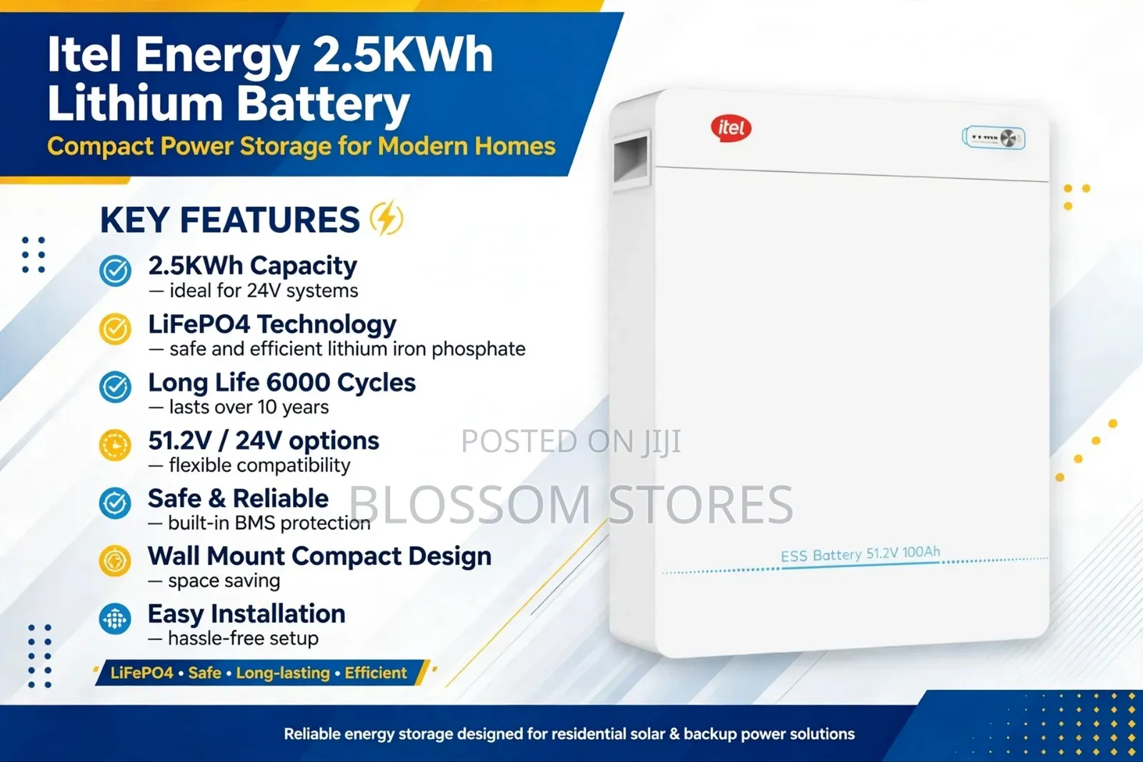 Itel 3kva Inverter With 2.5kwh Lithium Battery 24v
