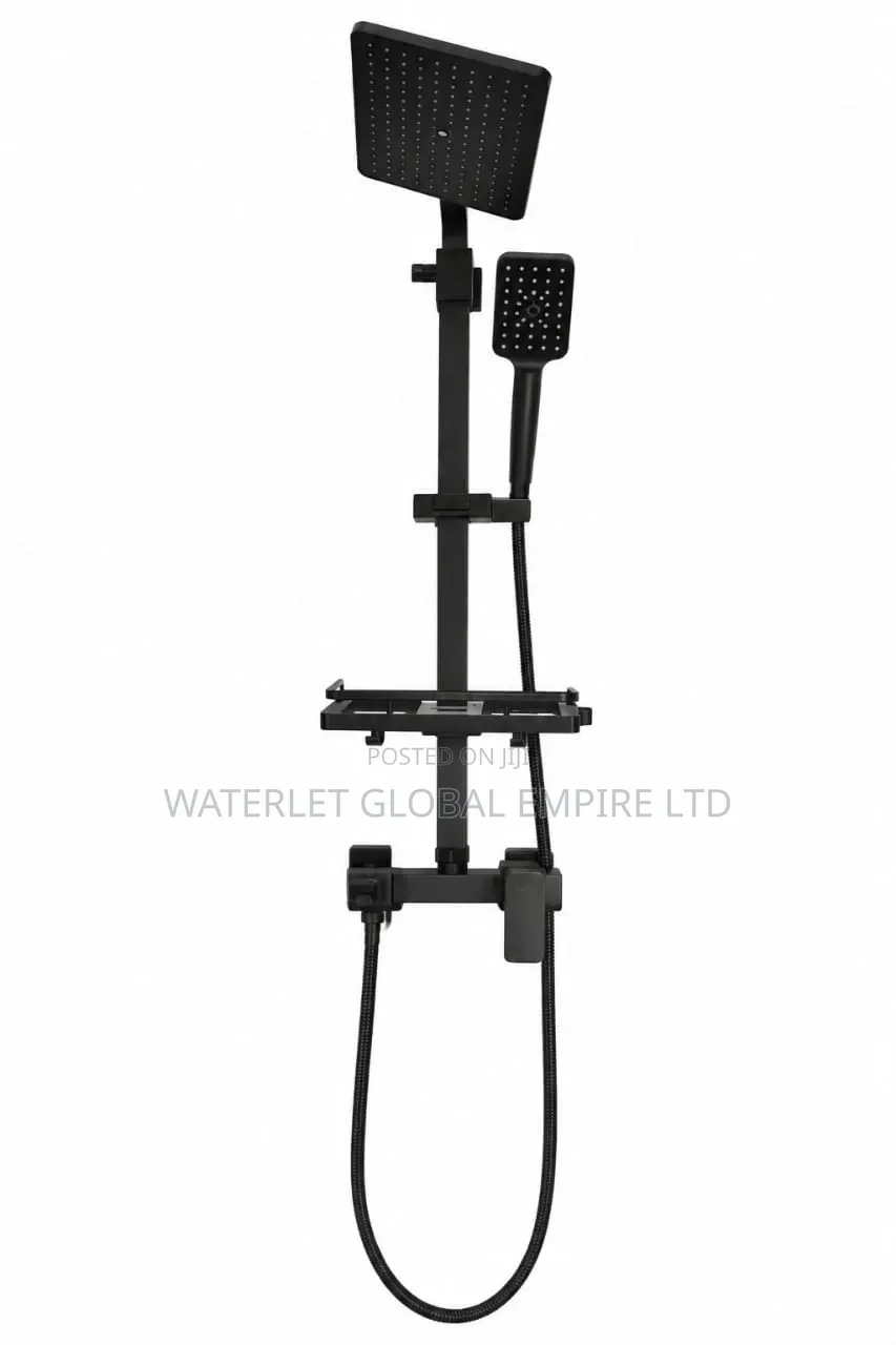 Modern Matte Black Exposed Thermostatic Shower System /Rain Shower Set