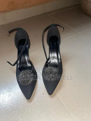 Black Pointed-Toe Rhinestone Heels