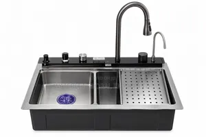 Nano Stainless Steel Workstation Waterfall Sink With Cup Washer