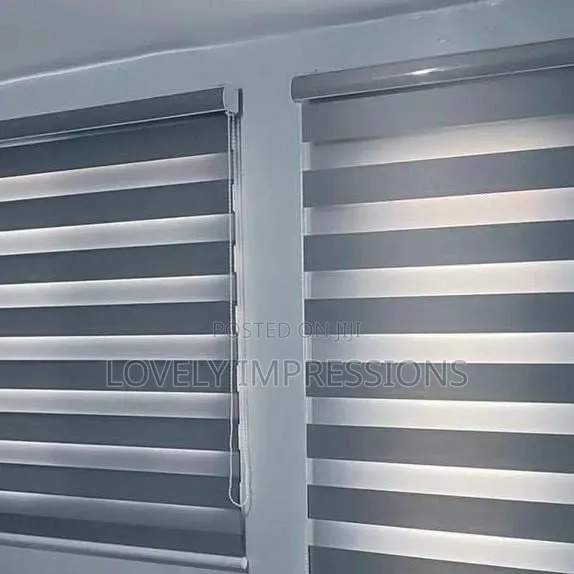 Dark Gray Day and Night Window Blinds