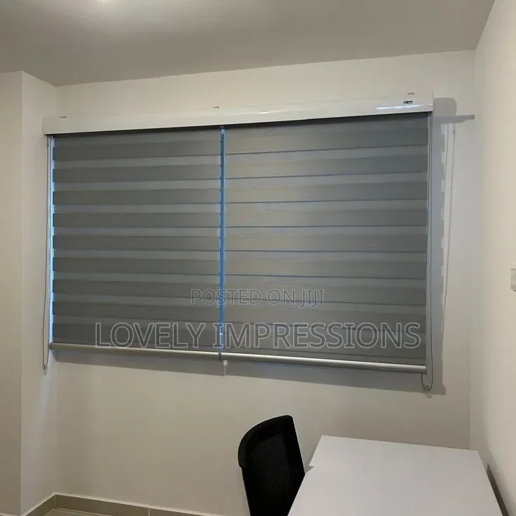 Dark Gray Day and Night Window Blinds
