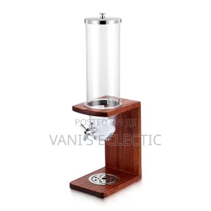 3.5L Commercial Single Canister Cereal Dispenser With Wooden Stand