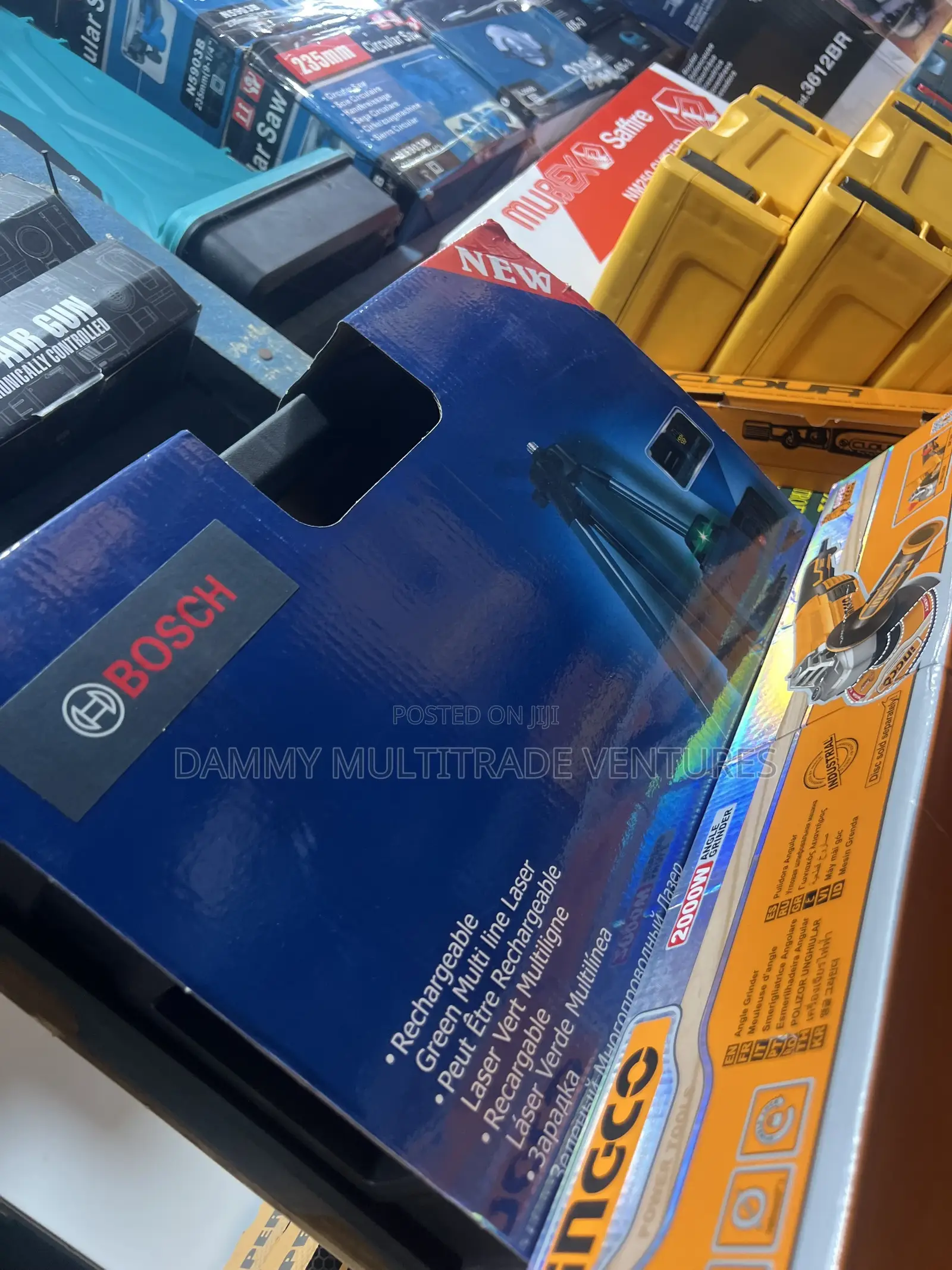Blue Bosch Rechargeable Green Multi-Line Laser Level Box