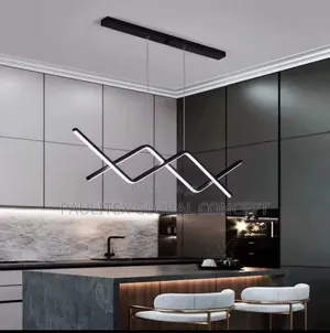 Minimalist Gold-Finish Wave/Zigzag Linear LED Pendant