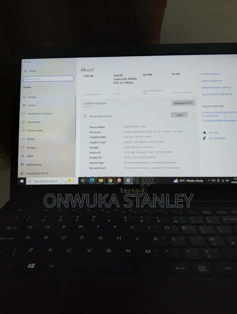 Laptop 4GB Intel Celeron SSD 60GB